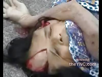 PICKING UP BRAINS: Terminally Ill Woman Jumps to her Death from High Building (View from Room at End of Video)