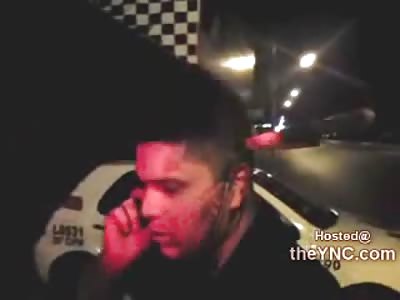 Man with a Machete through his Head Calmly makes a Phone Call