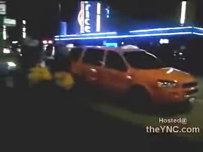 Crazy Guitar Street Performer Bashes his Guitar over the Head of Skater fighting with his Skateboard