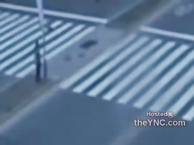 Oblivious Man Destroyed By Car Crossing the Street
