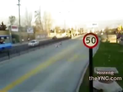 Telephone Wires take out Idiots on Top of Bus Celebrating a Soccer Win