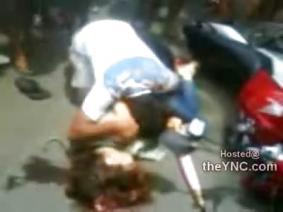 Horrible...Man Screaming in Hurt as his Girlfriends Head Split Open on the Concrete...