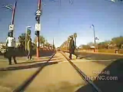 First Person View of Fat Man Getting hit by Train