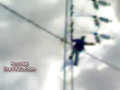 How to Shut Up a Raving Psycho on a Electric Pole (Better Footage, Watch Slow Motion)