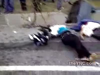 10 People Killed in Accident lie on the Side of the Road