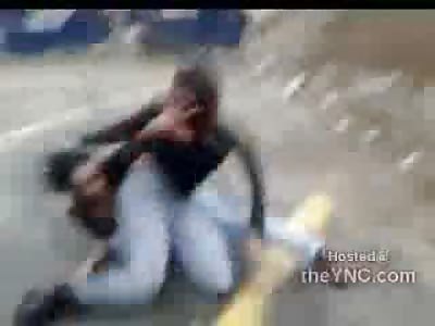 Two Black Chicks go Buck Wild on Playground....Deadly Blows