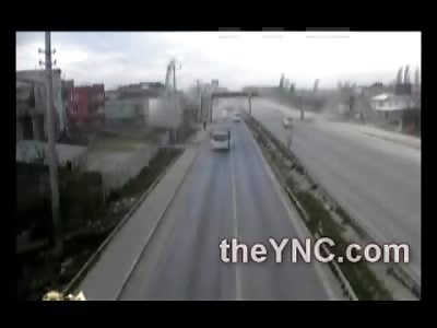 Heh....Man Walking is Killed by a Building Blown Away in the Wind