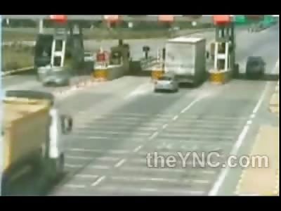 Tool Booth Employee Sent Flying 40 feet in the Air after Terrible Accident at Toll Both