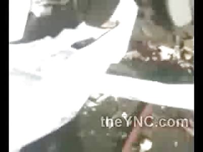 Gruesome Bus Accident has Man Cut in Half Perfectly lying next to the Wheels