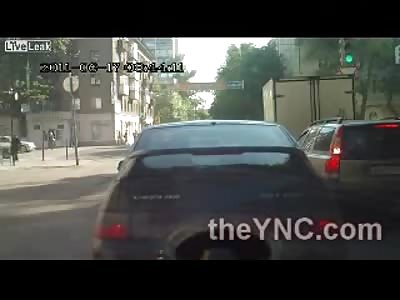 Bus Runs Right over Lady at Cross Walk....AMAZING!