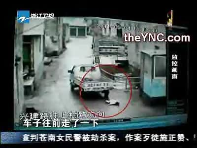 Girl Run Over and Spit out the Back of Truck in the Most Non-Chalant Way