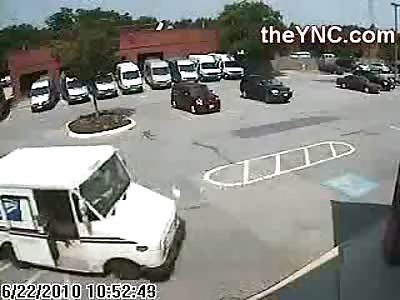 Worlds Worst Mailman Runs Himself Over with his Own Mail Truck