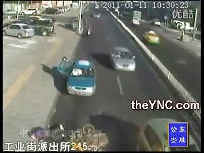 Peddler trying to Earn a Buck gets Taken out by Car