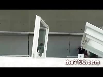 Birds Eye View of 2 Cute and Very Drunk Girls Fighting on the Balcony and then the Street