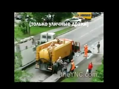 Old Russian Working Man takes no Shit from Drunk Guys on the Street