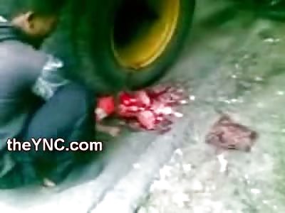 Father in Shock wants to get the Tire and the Truck off of his Already Dead Son