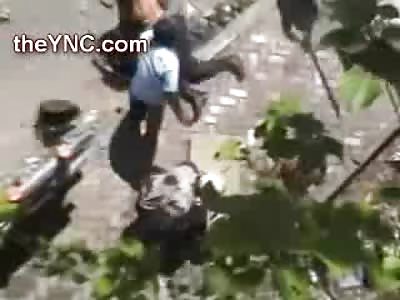 2 Riot Police nearly Trampled and Stoned to Death by Violent Mob