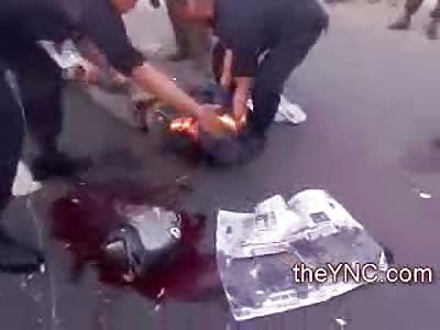 Man with Face Ripped off from Concrete