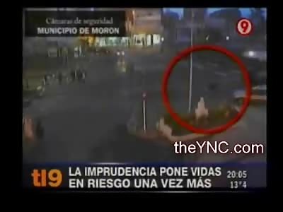 Boyfriend and Girlfriend on a Cute Scooter Run Over by Public Transportation Tram