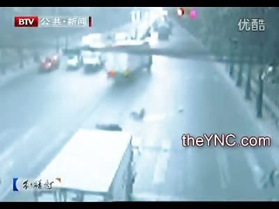 Very Dumb Woman walks Right into a Tractor Trailer