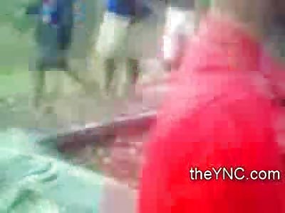 Palm Leaves over Accident, Man Seared in Half by Train