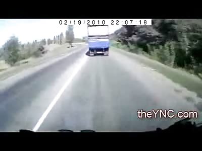 Biker's Passenger Disintegrates as they go Head On into Semi Trailer on the Expressway