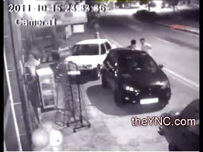 Two Angles of Man Talking to Friend and Killed Instantly by Speeding Car