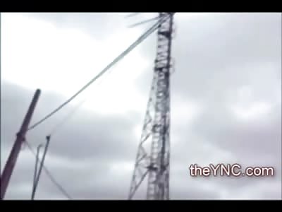 2 Men Crawling DOWN a Tower, One Falls to his Death