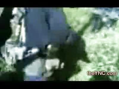 Muslims Walk from Victim to Victim Beheading them in a Grassy Field with a Sharp Machete