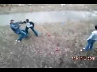 Little Guy with Quick Hands delivers KO to a Big Dude at House Party