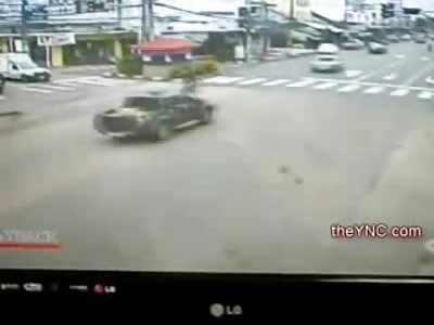 Confused Biker Breaks Neck T Boned Pickup Truck (Watch Slow Motion or be Banned)