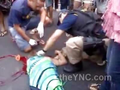 Lady Head Splattered is Reviewed by Medics and Crowd