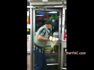 Drunk White Trash gets KO'd Holding his Microwave Burrito