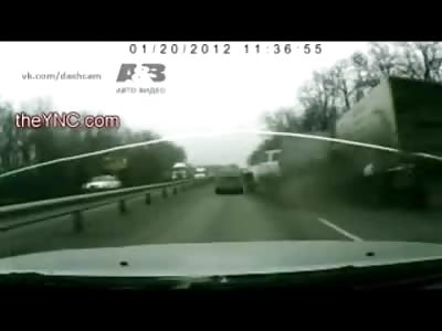 Broke Down Construction Worker meets an 18 Wheeler (Watch Slow Motion)