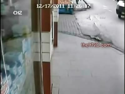 Young Boy crossing Side Street Killed by Turning Van (Watch Slow Motion)