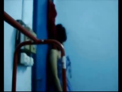 Beautiful Teenage Cutter Suicide by towel in her Bedroom (Note Slit Wrists)