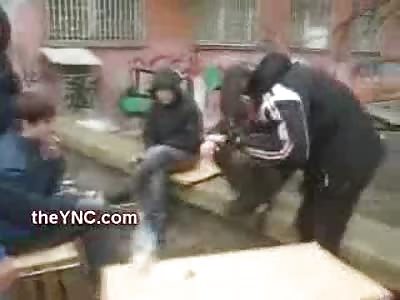 Russian Assholes Beat Nerdy Goth Punks just for the Hell of it