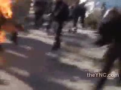 Deranged Turkish Man Sets Himself on Fire During Protests in Ankara 