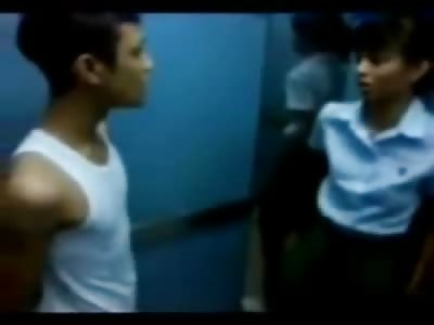 Gay Kid Slaps the Shit out of Very Pretty Girl in Elevator
