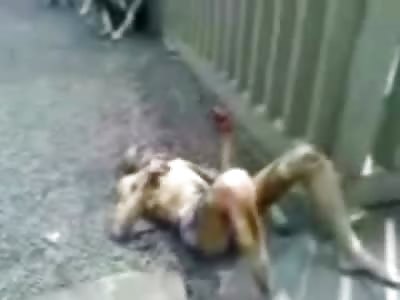 Delirious Man with Melting Skin slowly Burns and does not Know what to Do with his Pain