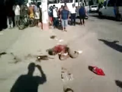 YNC CLASSIC: Man Resting on Curb is set a Blaze by Angry Crowd