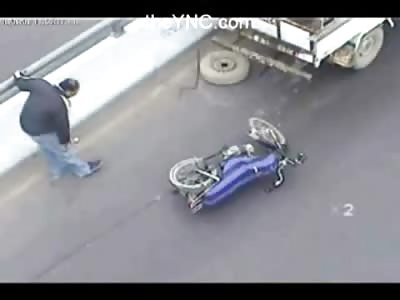 Idiot runs into Parked Working Man's Truck on the Highway (Watch Slow Motion)