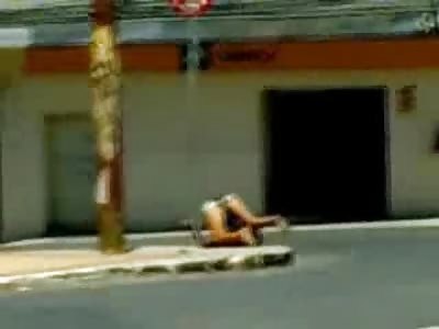 Woman in a World of her Own uses a STOP Sign as a Stripper Pole, Strips down to her Thong