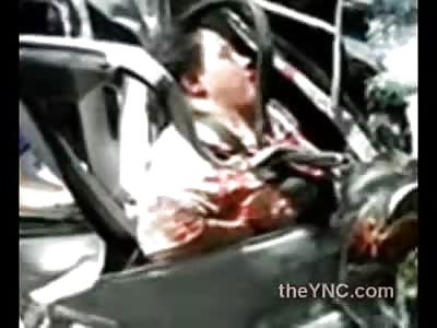 Crushed Like Sardines....Little Girl is Saved in Back Seat Crying her Eyes out