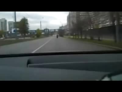Dashcam catches Motorcyclist Hurled into the Air in Accident at Interesection