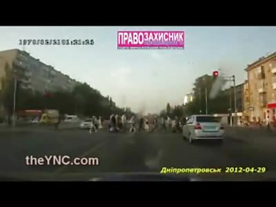 Hit and Run Driver Plows Through People at Crosswalk