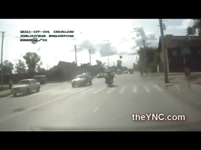 Couple Trying to Cross the Road Cracked by Vehicle 