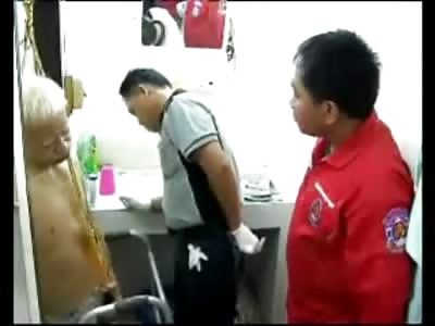 80 Year Old Man Suicide from the Bathroom Door is Cut Down by Medical Crew