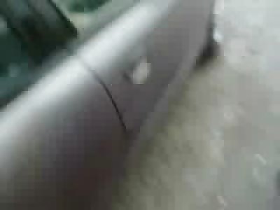 Bad Ass Girl gets into the Car and Beats on her Helpless Opponent