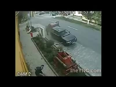 Head on Collision Sends Motorcyclist Supermanning 40 Feet in the Air (SLOW MOTION ADDED)